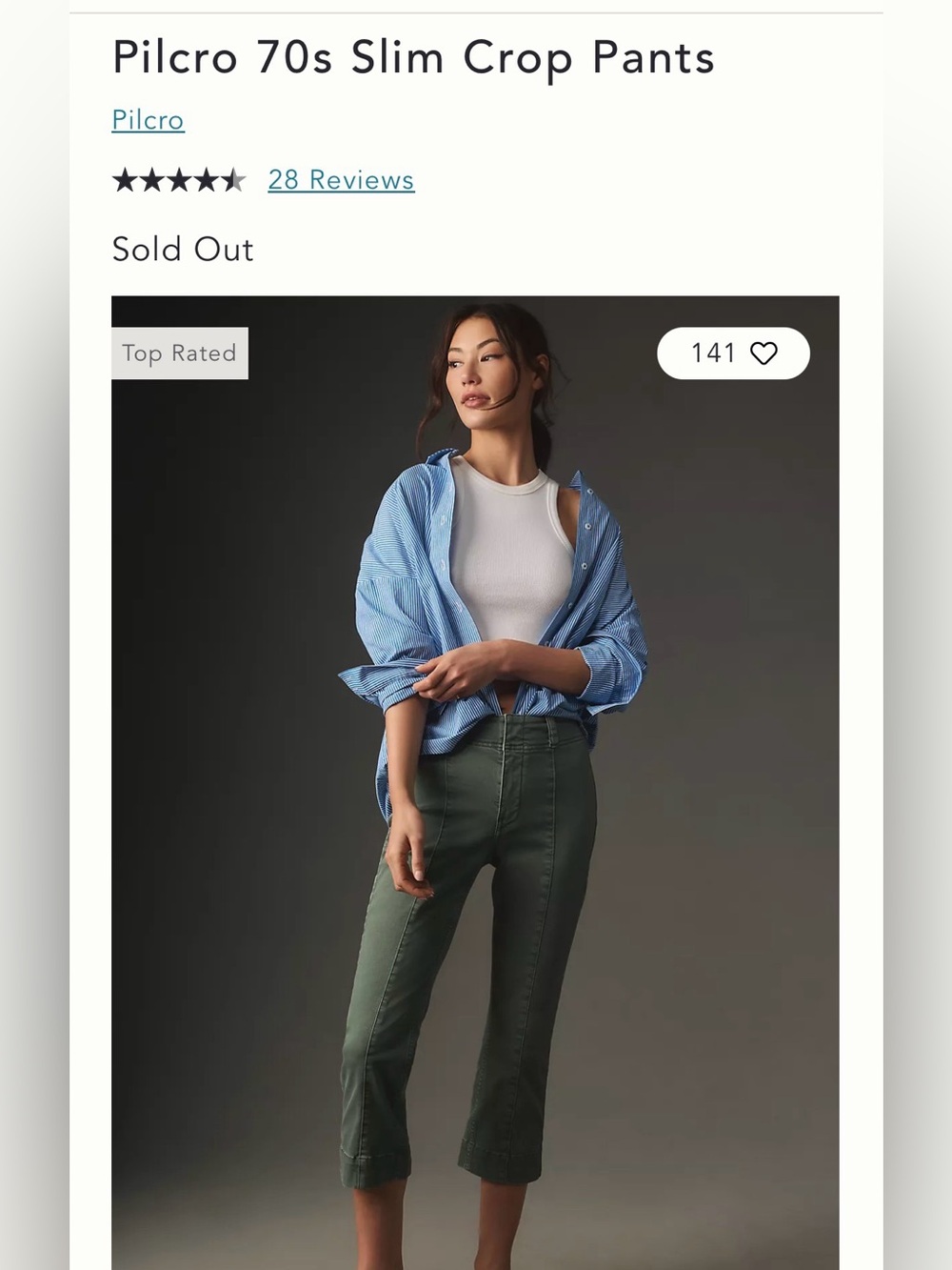 Pilcro Olive Green High-Rise Cropped Pants